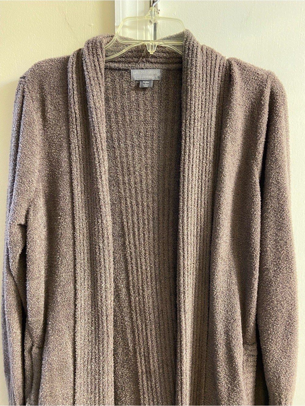Barefoot Dreams Chocolate Brown Open-Front Long Cardigan large petite - Picture 4 of 8
